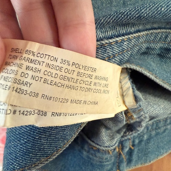 Blue Cropped Jean Jacket with Contrast Stitching - Picture 5 of 5